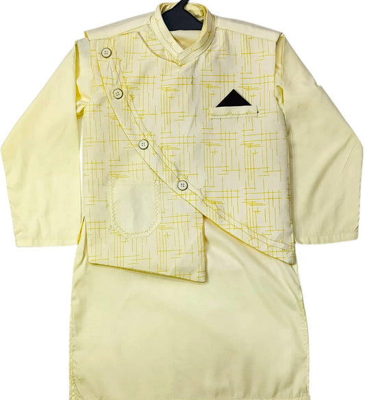 Boys 3-Piece Malai Cotton Waistcoat Suit
